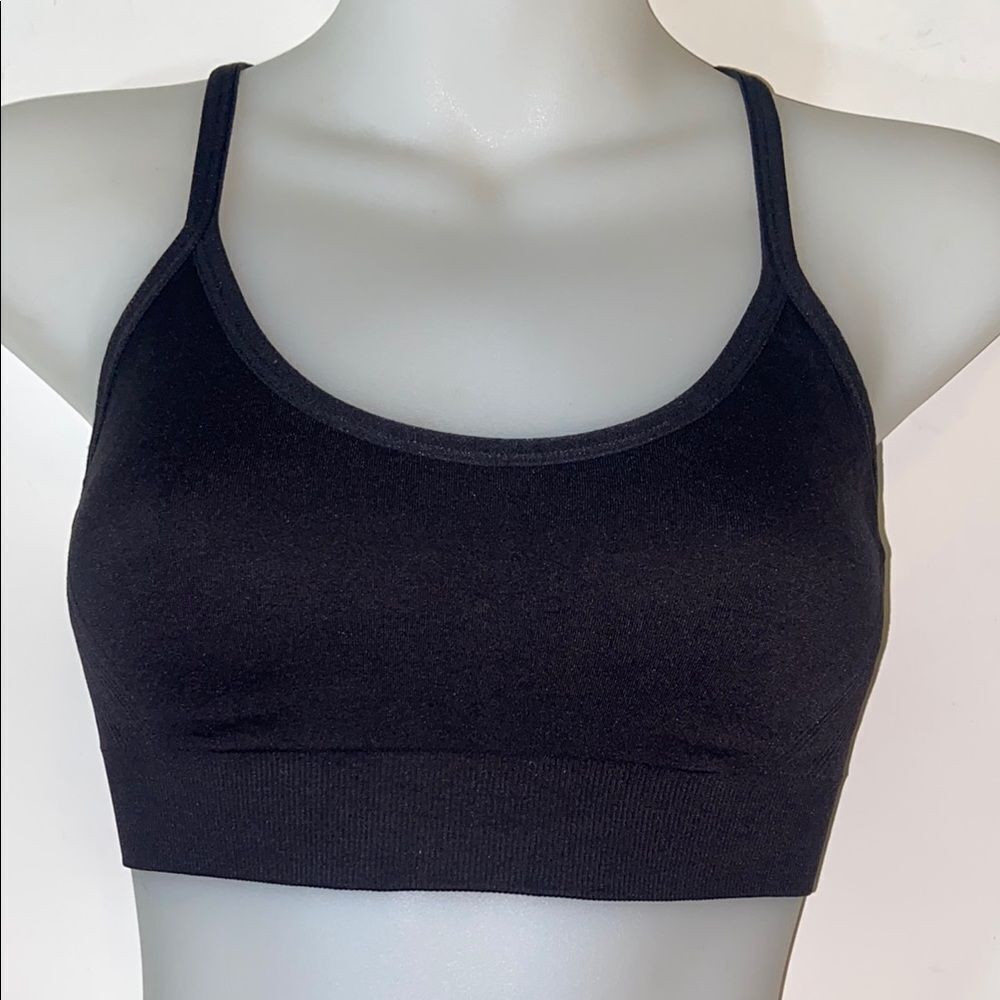 Avia Black Sports Bra with Seamless Band and Scoop Neckline Size S